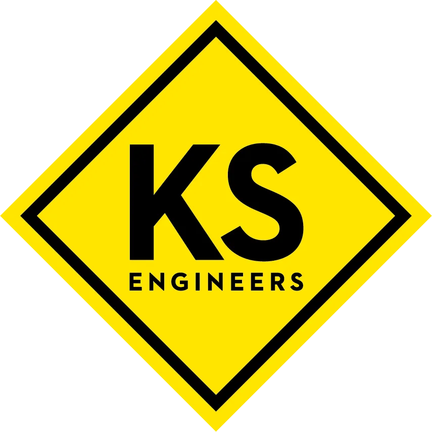 Rautenförmiges Logo von KS Engineers